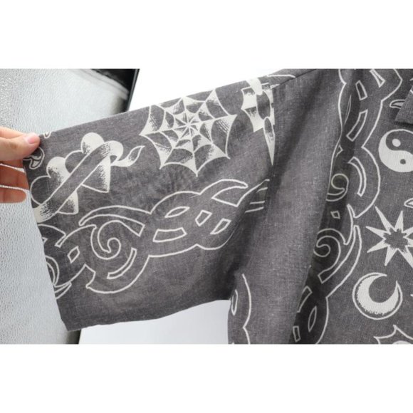 Moussy Shirt Unisex size Free Linen Blend Bandana yin yang dragon‎ Oversized - Picture 3 of 13